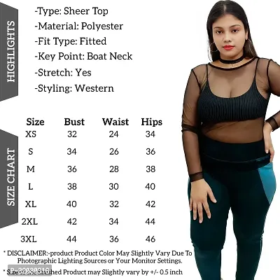 Trendy Black Boat Neck See Through Full Sleeves Top for Women-thumb4