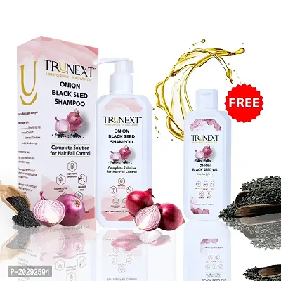 Trunext Buy 1 Get 1 Free Onion Oil + Onion Black Seed Hair Shampoo For Complete Solution of Hair Fall Control  Healthy, Strong Hair - (Combo of 2)