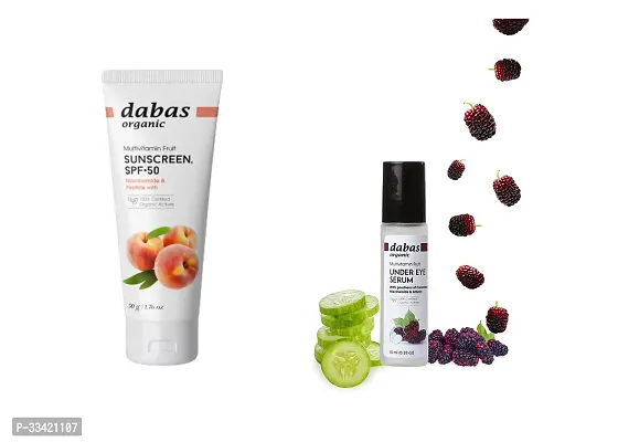 Dabas Organic Sunscreen Spf 50 +50 Gm and Organic for Multivitamin Fruit Under Eye Serum Pack of 2