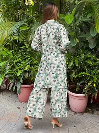 Stylish Green Cotton Blend Floral Print Kurta With Pant Set For Women-thumb2