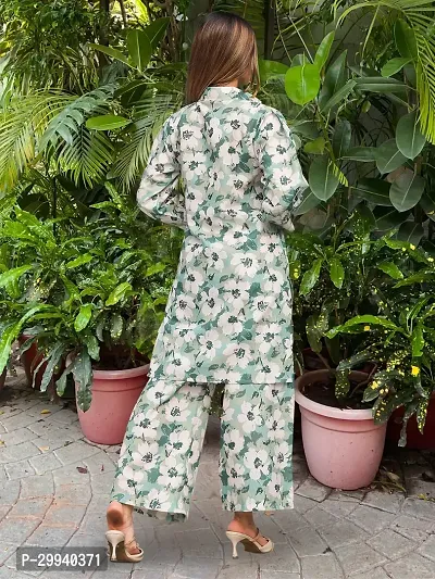 Stylish Green Cotton Blend Floral Print Kurta With Pant Set For Women-thumb3