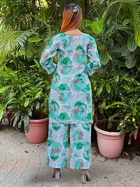 Stylish Green Cotton Blend Printed Kurta With Pant Set For Women-thumb3