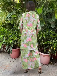 Stylish Green Cotton Blend Floral Print Kurta With Pant Set For Women-thumb2