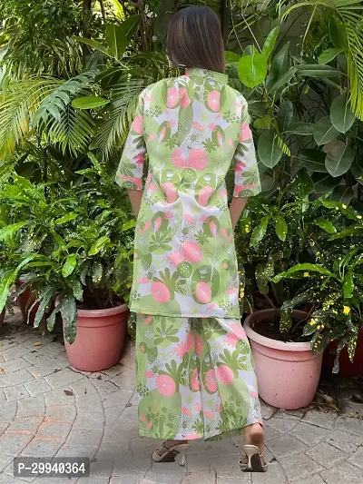 Stylish Green Cotton Blend Floral Print Kurta With Pant Set For Women-thumb3