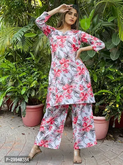 Stylish Multicoloured Cotton Blend Floral Print Kurta With Pant Set For Women-thumb2