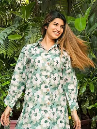 Stylish Green Cotton Blend Floral Print Kurta With Pant Set For Women-thumb3