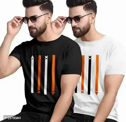 Stylish Multicoloured Cotton Blend T-Shirt For Men Pack Of 2