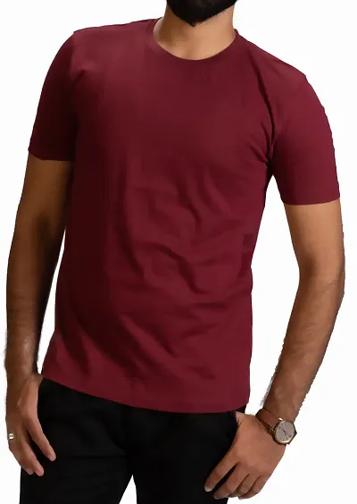 Stylish Solid Round Neck Tees For Men