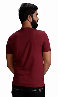 Stylish Maroon Cotton Solid Round Neck Tees For Men-thumb2