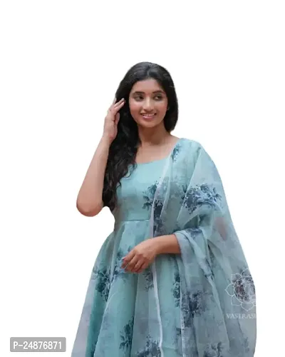 Stylish Fancy Designer Georgette Ethnic Gown With Dupatta For Women-thumb2