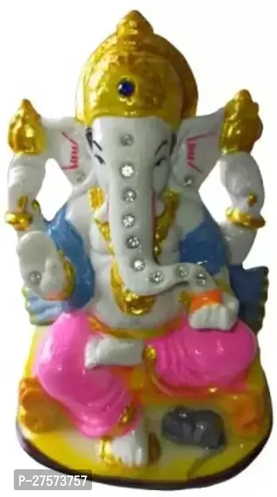 Decorative Lord Ganesha Showpiece - 14 Cm (Resin, Fiber, Multicolor)-thumb0