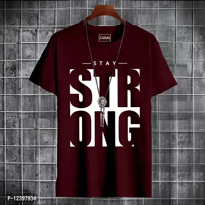 Maroon Party wear cotton T-Shirt  for man.-thumb0