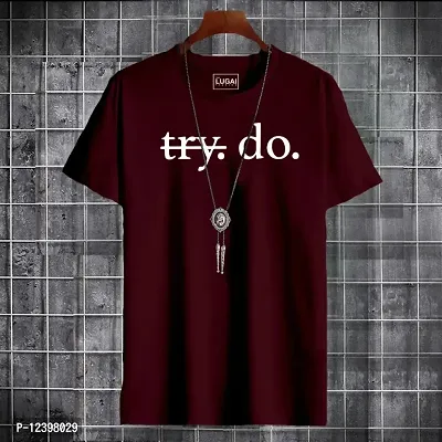 Maroon Party wear cotton T-Shirt  for man.