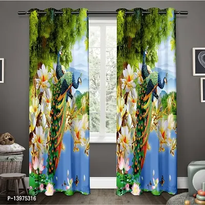 Eyelet Printed Polycotton Curtain for Door pack of 1-thumb0