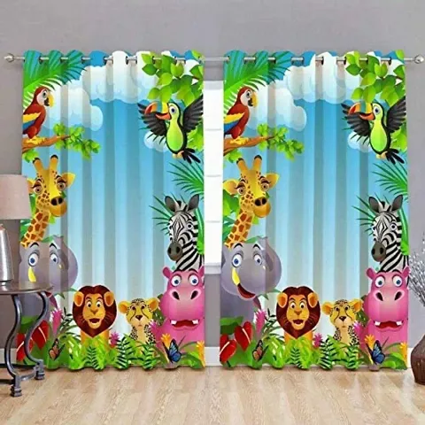 Gopal Ji Creaction Polyester Digital 3D Colorful Print Curtain Decorative for Living Room Bedroom Curtain Pack of 2