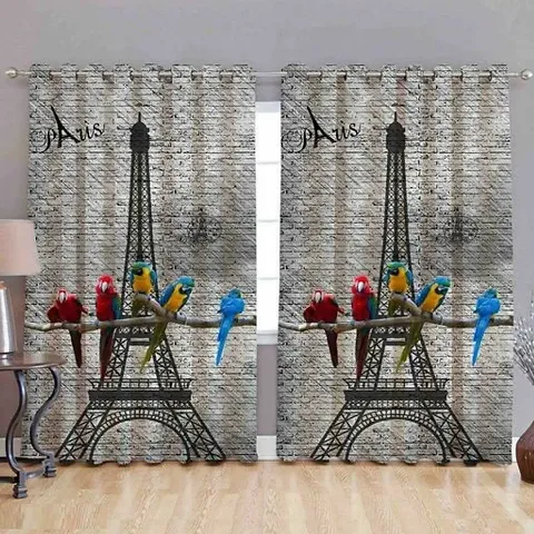Set of 2 Pieces- Printed Polyester Door Curtains