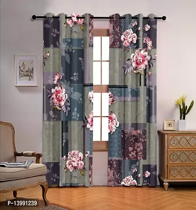 TLF Eyelet Printd Polycotton Curtain for Door pack of 1-thumb0