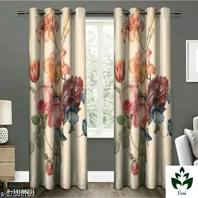 JV Printed Polyester Eyelet Fittin Door Curtain pack of 1-thumb0