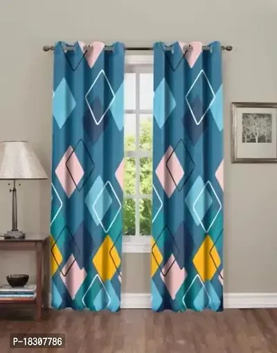JV Creation 3D Printed Polyester Curtain 7 Ft For Living Room-thumb0