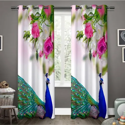 TIB Exclusive 3D Digital Printed Premium Eyelet Polyester Curtains for Bedroom, Living Room etc, 4x7, Pack of 1, Multicolor