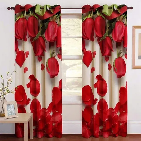 Vervique Heavy Long Crush 3D Digital Printed Rose Petal Curtains.