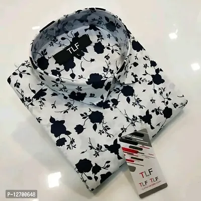 White Cotton Printed Casual Shirts For Men-thumb0