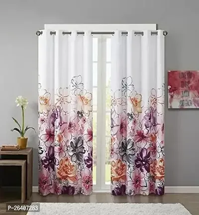 TRAMB  Polyester Light Filtering Printed Curtain for Home, Office, Kids Room PACK OF 1-thumb0