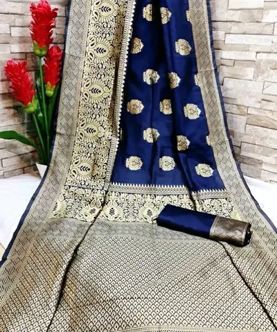 Silk Blend Woven Design  Sarees with Blouse Piece