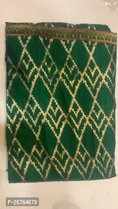 Beautiful Green Silk Blend Saree With Blouse Piece-thumb0