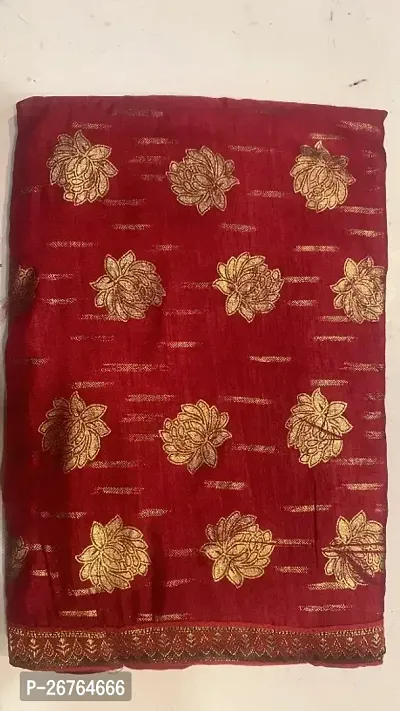 Beautiful Red Silk Blend Saree With Blouse Piece