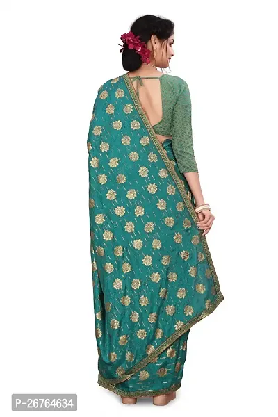 Beautiful Blue Cotton Silk Saree With Blouse Piece-thumb2