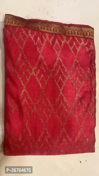 Beautiful Red Silk Blend Saree With Blouse Piece-thumb0