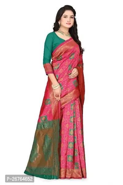 Beautiful Pink Art Silk Saree With Blouse Piece-thumb0