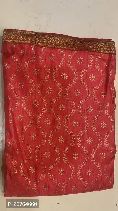 Beautiful Red Silk Blend Saree With Blouse Piece-thumb0