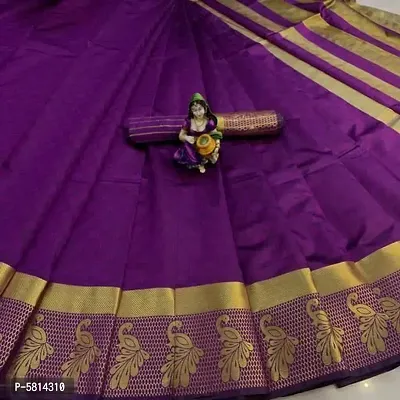 Elite Purple Lichi Silk Self Pattern Women Saree with Running Blouse