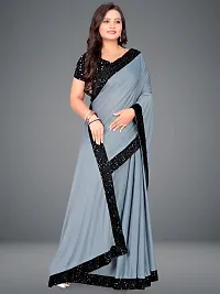 Georgette Sequin Lace Border Sarees with Sequin Blouse Piece-thumb2