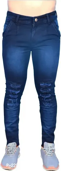Stylish Blue Denim High-Rise Jeans For Men-thumb0