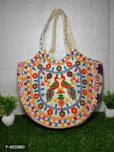 Jaipuri Peacock Embroidered Handbag