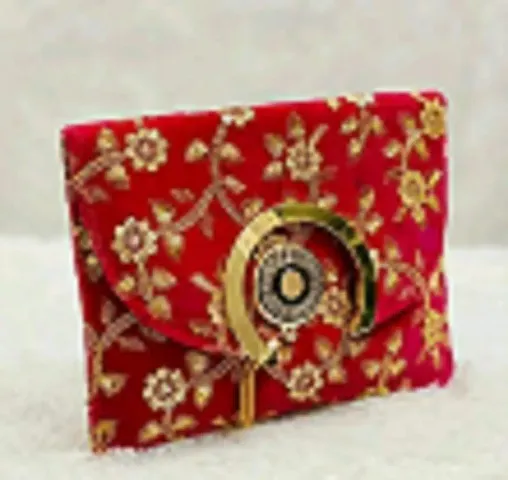 Ethnic Velvet Embroidered Clutch With Sling For Women
