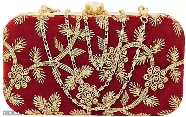Jaipuri Embroidered Box Clutch-thumb0