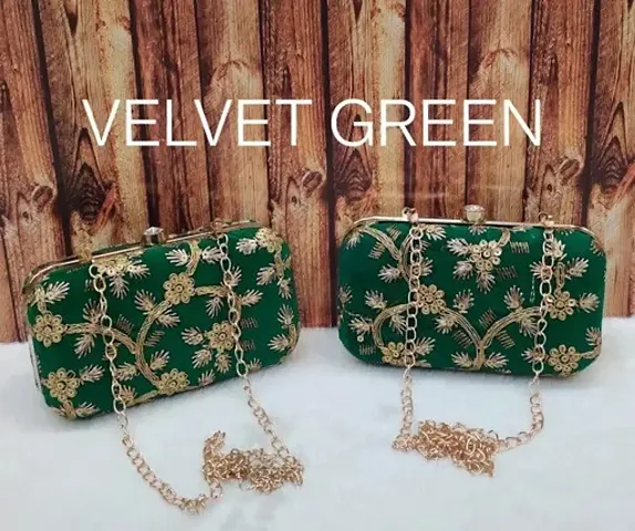 Classy Velvet Embroidered Clutches Pack of 2