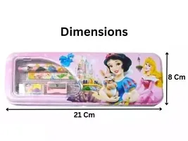 Disney Princess Design Metal Pencil Set Box For Girls Disney Art Metal Pencil Box  (Set of 1, Pink)-thumb1