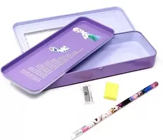 Disney Princess Design Metal Pencil Set Box For Boys and Girls Disney Art Metal Pencil Box  (Set of 1, Purple)-thumb1