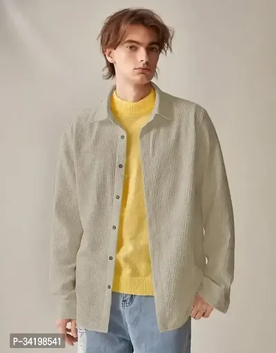 Yellow Texured Regular Fit Full Sleeve Shirt