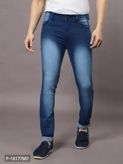 Stylish Cotton Blend  Mid-Rise Jeans For Men