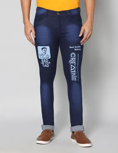 Fancy Printed Multicolor Denim Jeans For Men