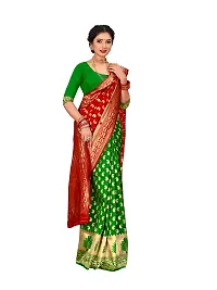 party saree in green and red jacquard banarasi silk saree-thumb1