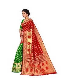 party saree in green and red jacquard banarasi silk saree-thumb3