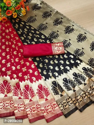 party saree in RED AND BLACK jacquard banarasi silk saree
