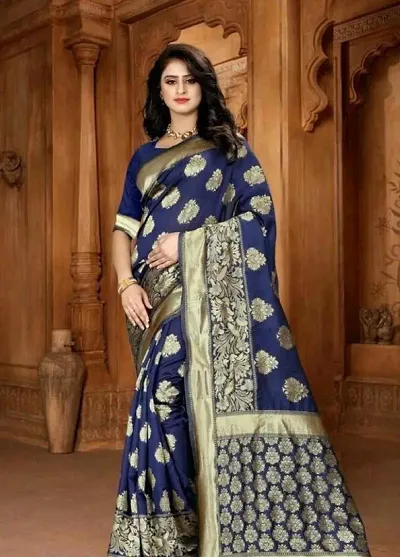 Beautiful Banarasi Silk Blend Jacquard Sarees